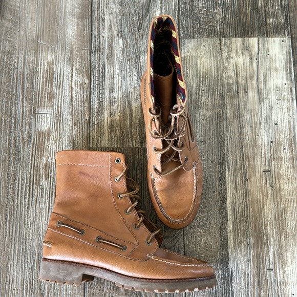 SPERRY TOP SIDER WOMEN BROWN CANVAN AVON ANKLE BOOTS SIZE 6.5M - Picture 2 of 9